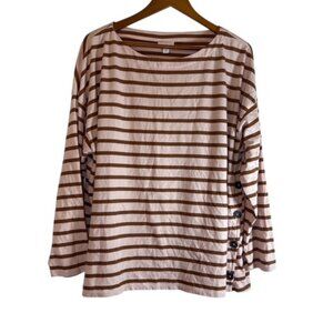 J. Jill Shirt Women's 2X Tan Brown Cotton Crew Neck Basic Staple Casual